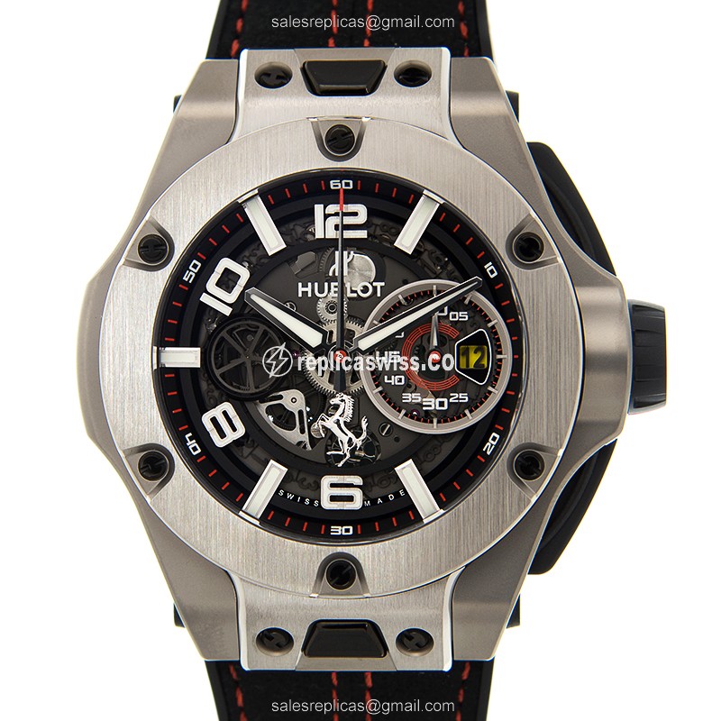 Exquisite Hublot BIG BANG Titanium Replica in Black with Automatic Movement & Rubber Strap Watch