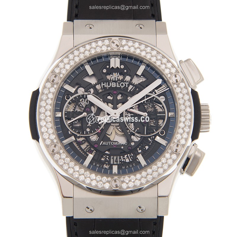 Exquisite Hublot Classic Fusion Replica, Automatic Movement, Stainless Steel Case & Black Diamond