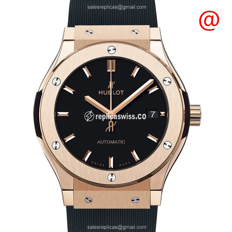 Exquisite Hublot Classic Fusion Replica in 18kt Rose Gold | Automatic Movement & Black Dial Watch