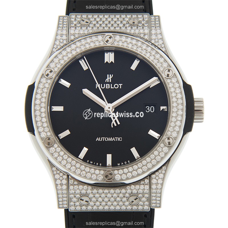 Exquisite Hublot Classic Fusion Replica Watch | Automatic Movement, Black Dial & Titanium Case