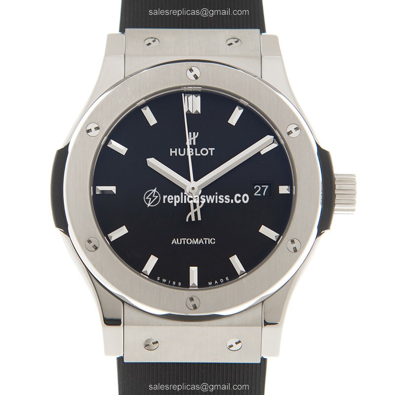 Exquisite Hublot Classic Fusion Replica with Automatic Movement Titanium Case, Skull Dial &
