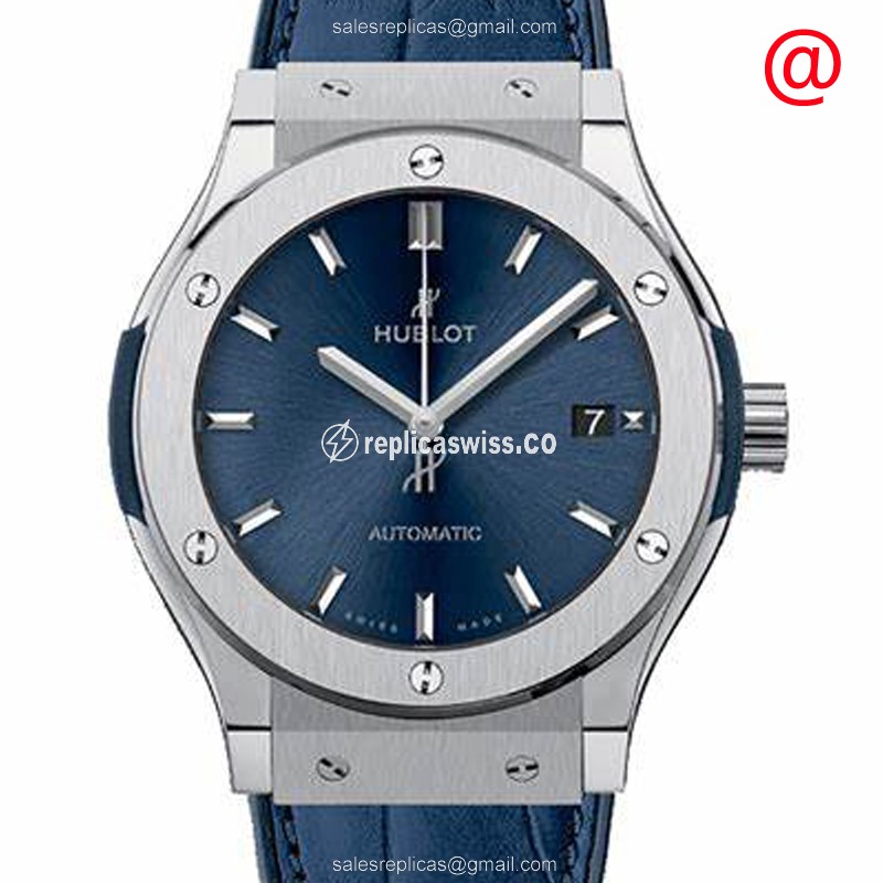 Exquisite Hublot Classic Fusion Replica with Blue Dial & Automatic Movement in Premium Titanium