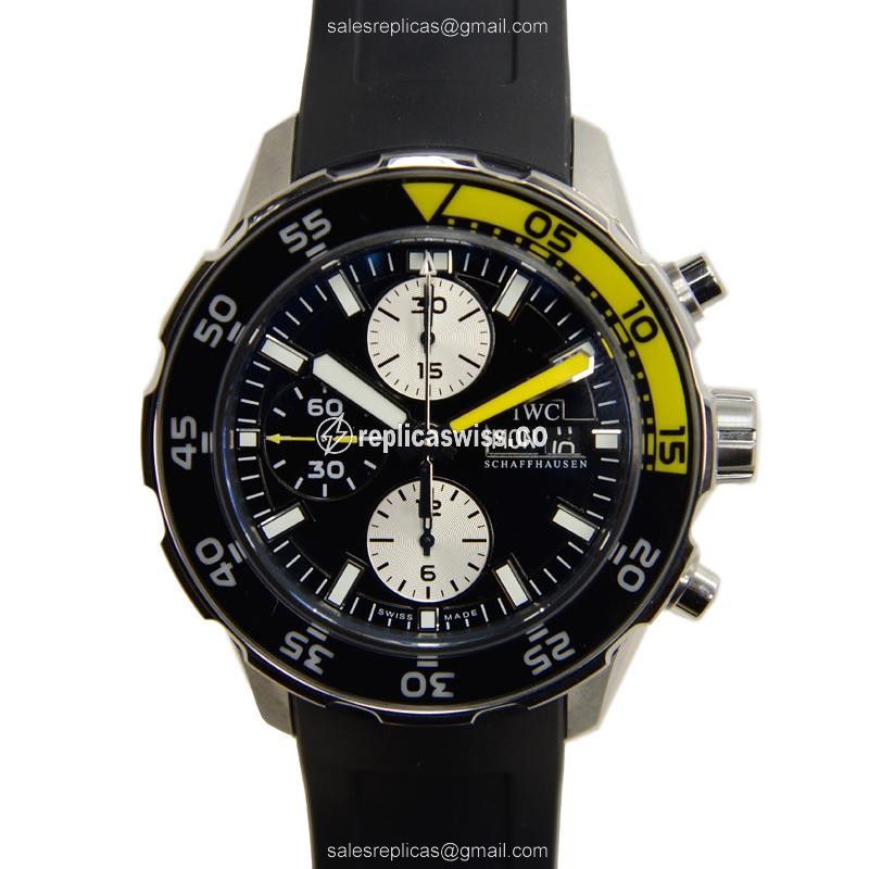 Exquisite IWC IW376702 AQUATIMER Automatic Stainless Steel Replica, Black Dial & Sapphire Crystal