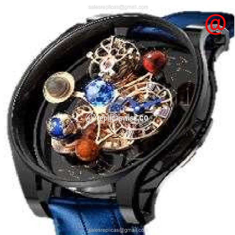 Exquisite Jacob & Co. AS300.31.AN.ABALA Replica Watch: Solar Power, 18kt Gold Case, Skull Dial
