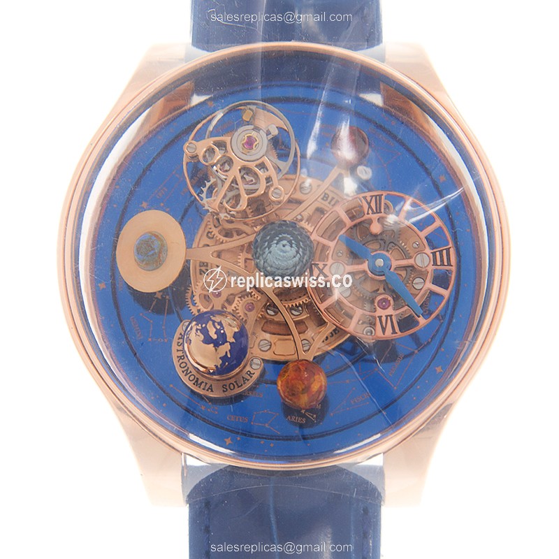 Exquisite Jacob & Co AS300.40.TP.AN.A Astronomia Replica with Manual Wind, 18kt Rose Gold Case &