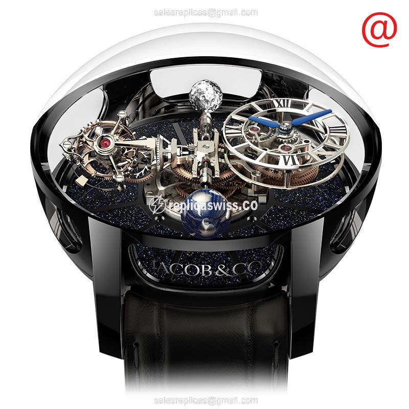 Exquisite Jacob & Co. AT100.31 AC.SD.BCA4D Astronomia Replica with Skull Dial & 18kt Gold Case Watch