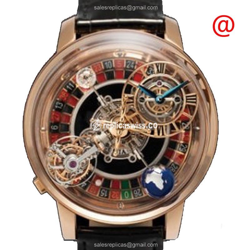 Exquisite Jacob & Co. AT160.40 Astronomia Replica in 18kt Rose Gold, Manual Wind Movement & Skull