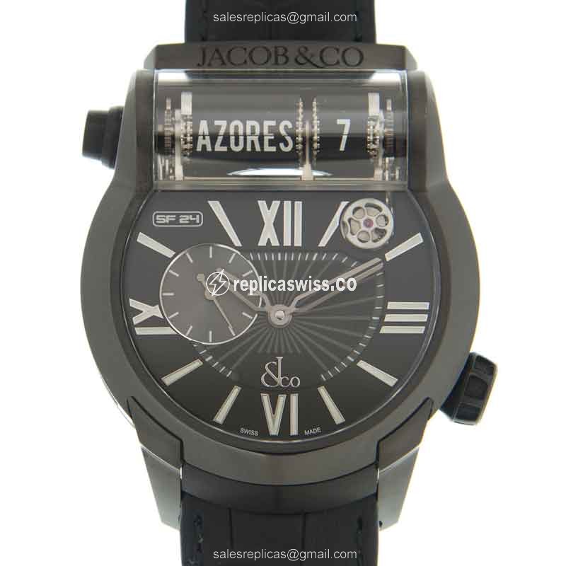 Exquisite Jacob & Co. ES100.21.NS.LH.ACA4D Replica Watch in Black Dial & Titanium Case, Automatic