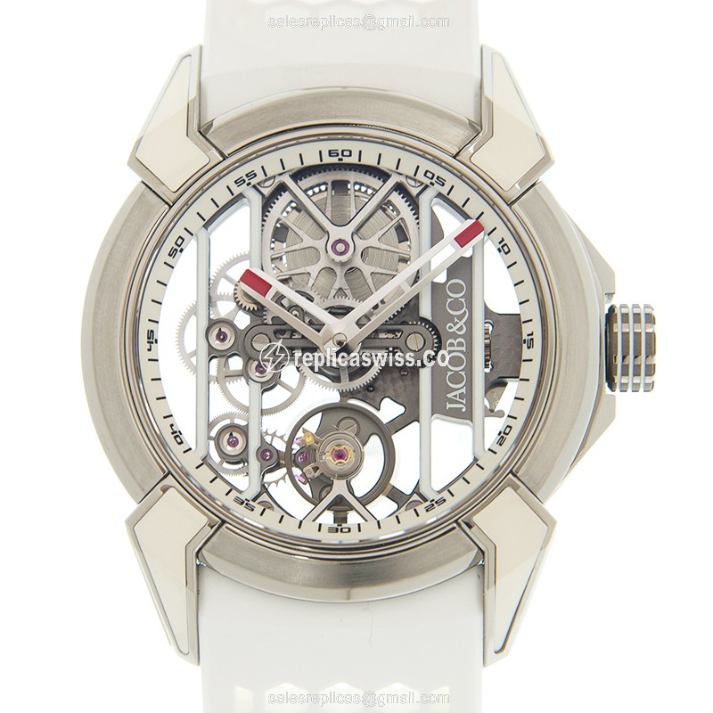 Exquisite Jacob & Co. EX100.20.WR.WB.ALB4A Epic X Replica | Manual Wind | Skull Dial | Titanium
