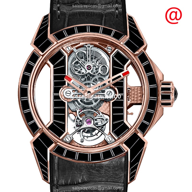 Exquisite Jacob & Co. EX500.40.BS.BS.ALA4A Replica Watch in 18kt Rose Gold, Manual Wind, Black Dial