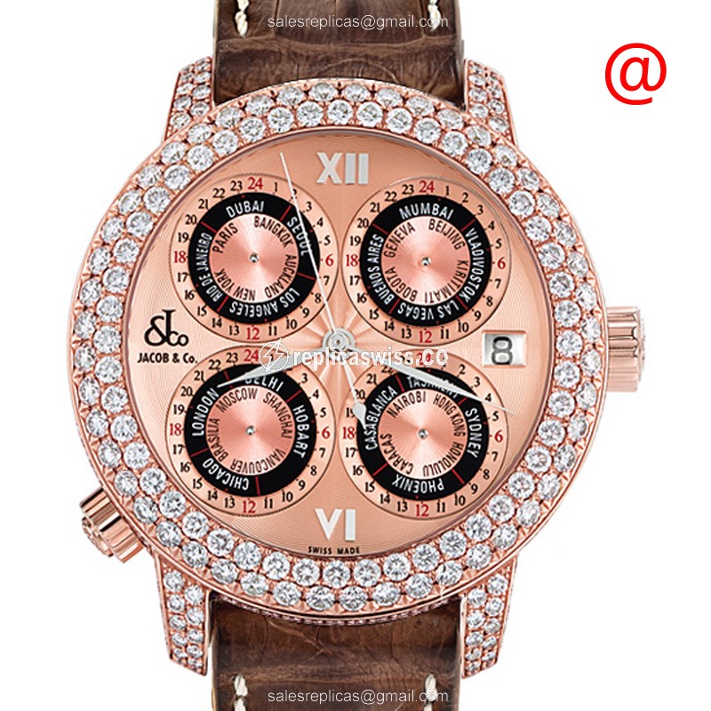 Exquisite Jacob & Co GMT7RGDC Replica Watch | Automatic Movement | 18kt Rose Gold Case