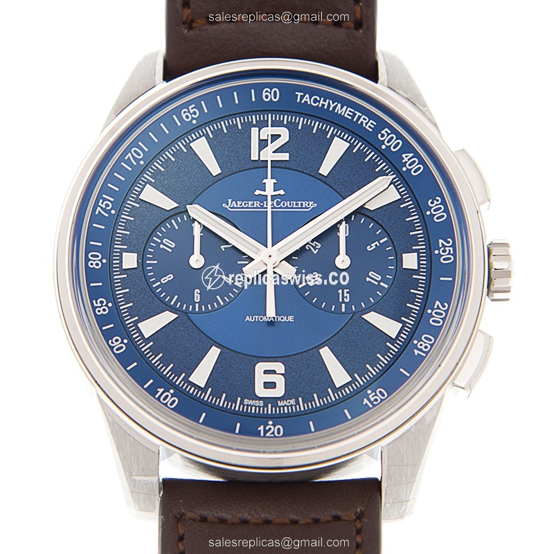 Exquisite Jaeger-Lecoultre Polaris Date Replica, Automatic Movement, Blue Dial & Brown Leather