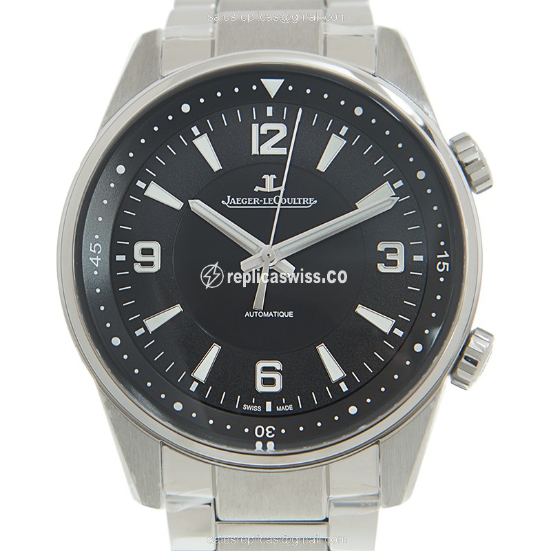 Exquisite Jaeger-Lecoultre Polaris Date Replica in Black Dial Stainless Steel Case Watch