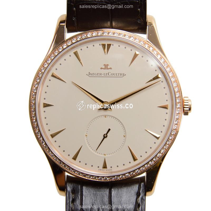 Exquisite Jaeger-Lecoultre Q1352502 Replica, Beige Dial in 18kt Rose Gold & Diamonds Automatic