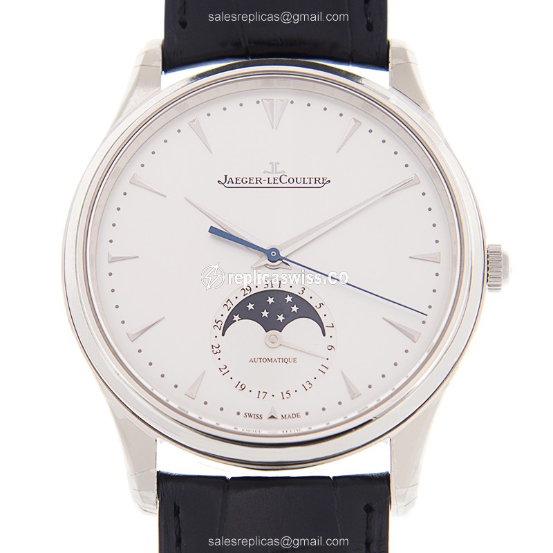 Exquisite Jaeger-Lecoultre Q1368420 Replica Ultra Thin | Silver Dial, Alligator strap Watch