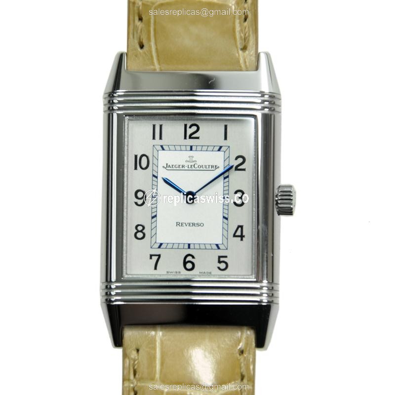 Exquisite Jaeger-Lecoultre Q2518410 Quartz Replica with Silver Dial & Brown Alligator Strap Watch