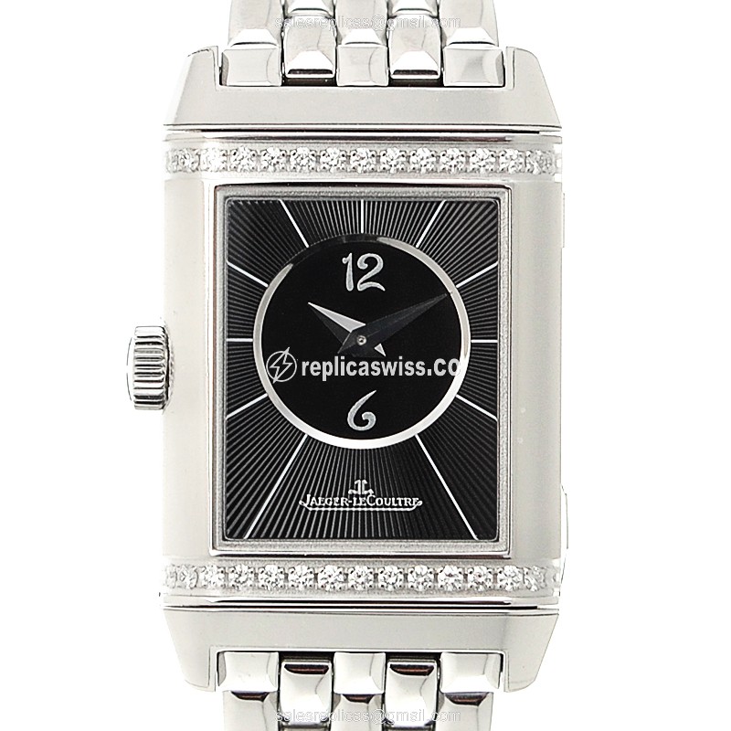 Exquisite Jaeger-Lecoultre Q2668130 REVERSO Automatic Steel Case with Black Dial & Silver Clasp