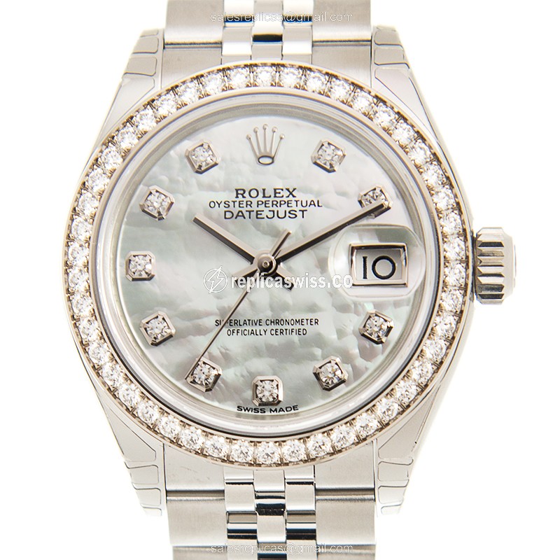 Exquisite Lady Datejust Replica in 18kt White Gold, Automatic Movement, & Elegant White Dial Watch