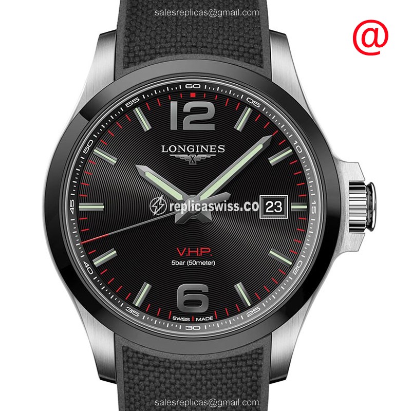 Exquisite Longines CONQUEST Quartz Replica | Black Dial, Stainless Steel Case Watch
