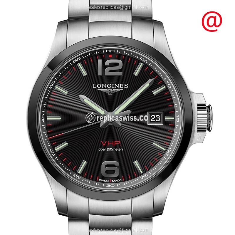 Exquisite Longines CONQUEST Quartz Replica, Black Dial & Steel Case Watch
