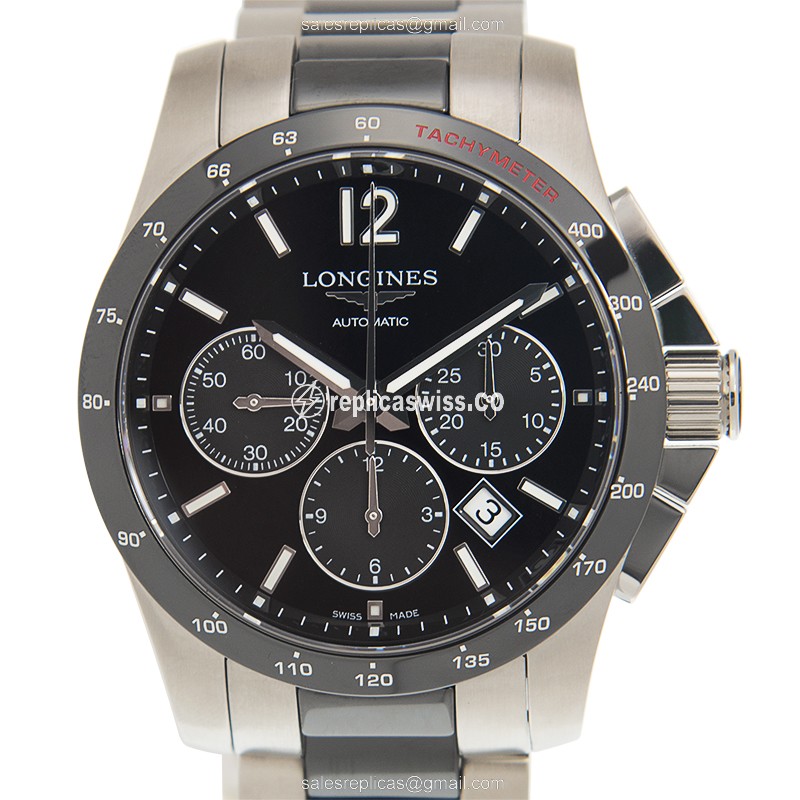 Exquisite Longines CONQUEST Replica in Black Dial Polished Steel, Automatic Movement Watch