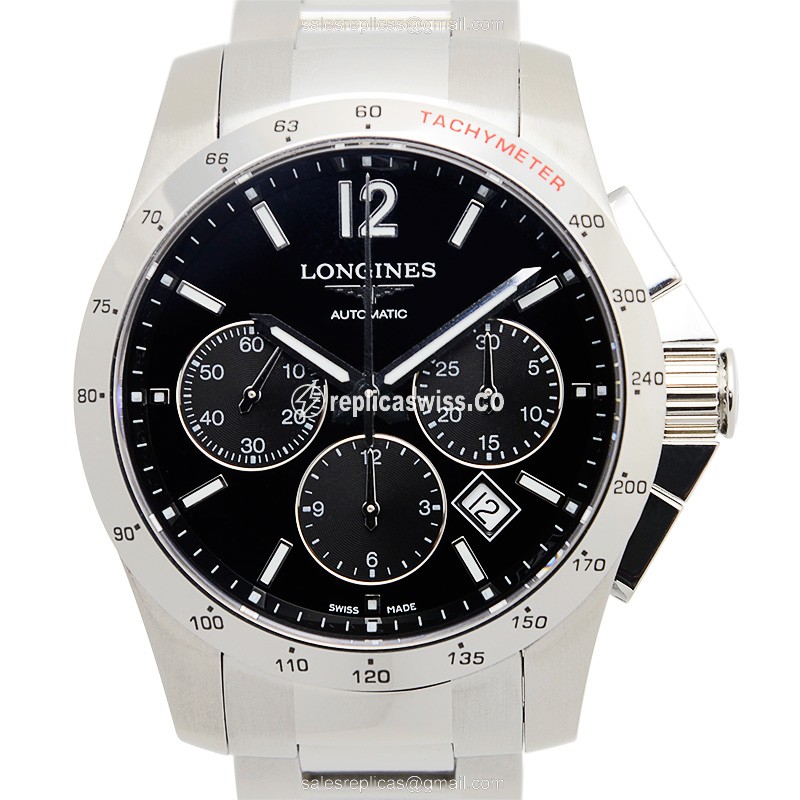 Exquisite Longines CONQUEST Replica in Black Dial & Stainless Steel Case, Automatic Movement Watch