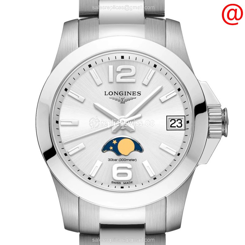 Exquisite Longines CONQUEST Replica Watch in Stainless Steel & Silver Dial, Precision Quartz