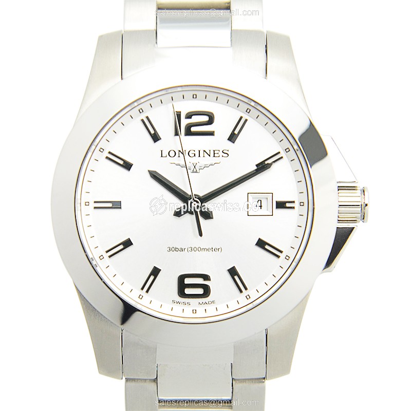 Exquisite Longines CONQUEST Replica Watch | Silver Dial, Stainless Steel Case & Strap