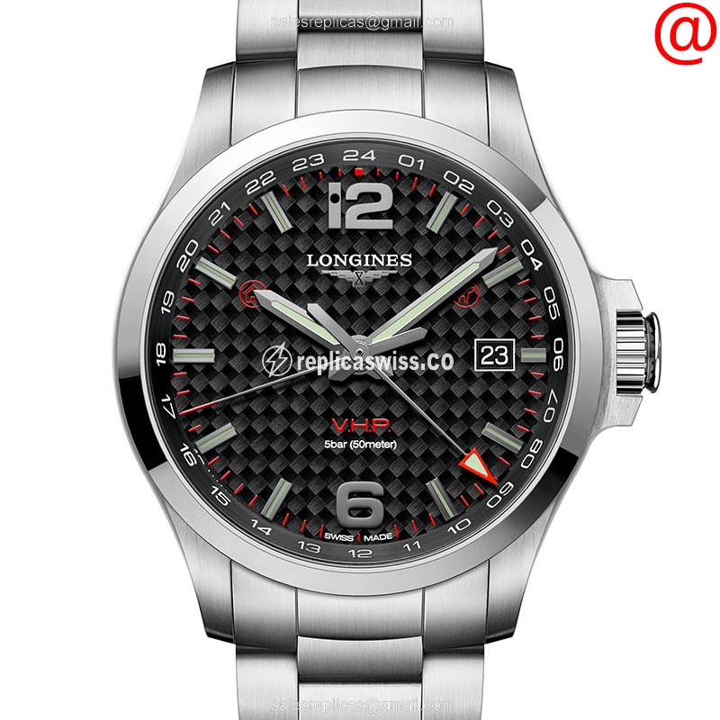 Exquisite Longines Conquest Replica with Black Dial Stainless Steel Case Watch