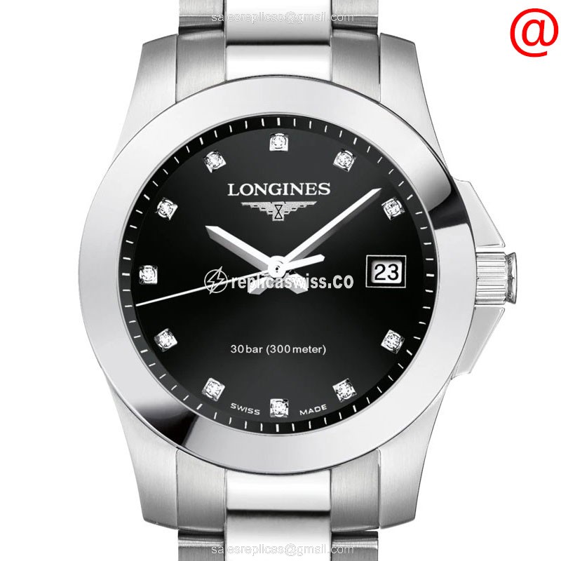 Exquisite Longines CONQUEST Replica with Black Dial Stainless Steel Case Watch