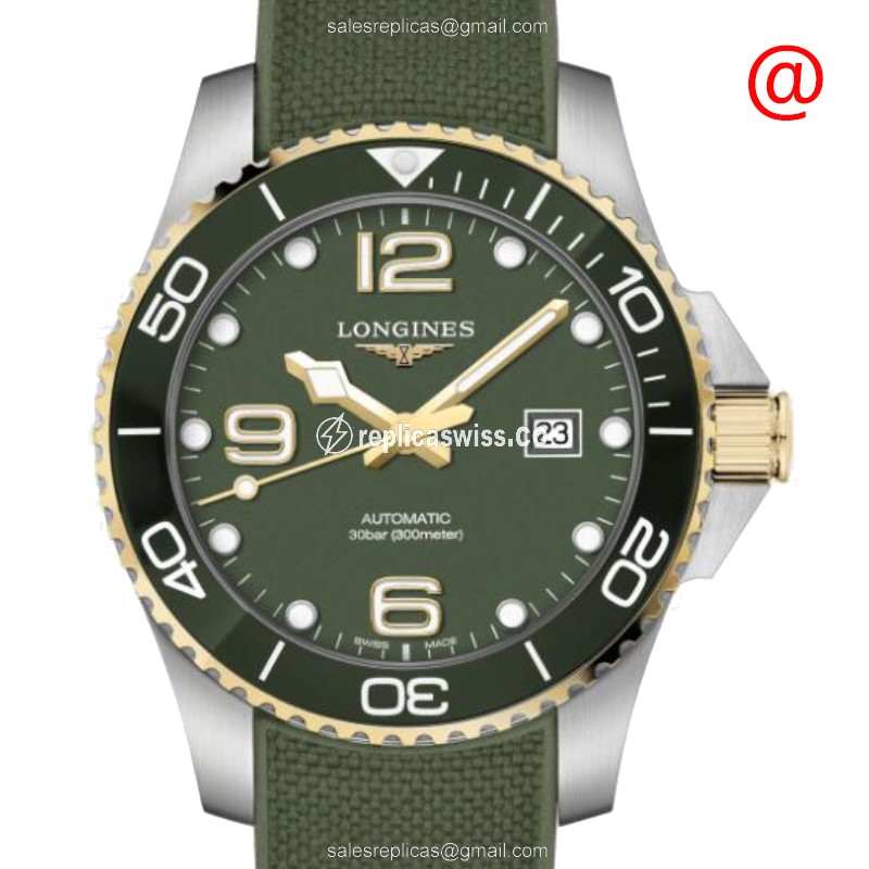 Exquisite Longines CONQUEST Replica with Green Dial & Rubber Strap, Automatic Movement Watch