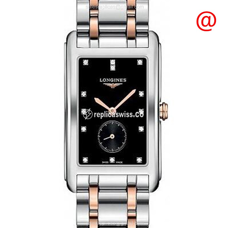 Exquisite Longines Dolce Vita Replica Watch | Black Dial | 18kt Gold Strap