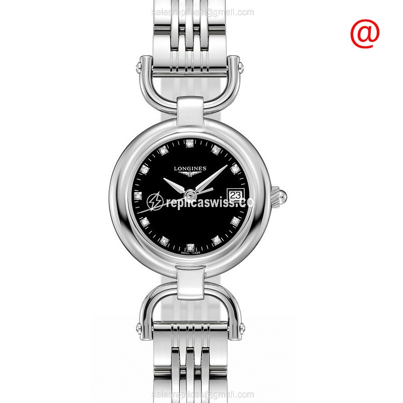 Exquisite Longines Equestrian Quartz Replica with Black Dial & Steel Case Watch