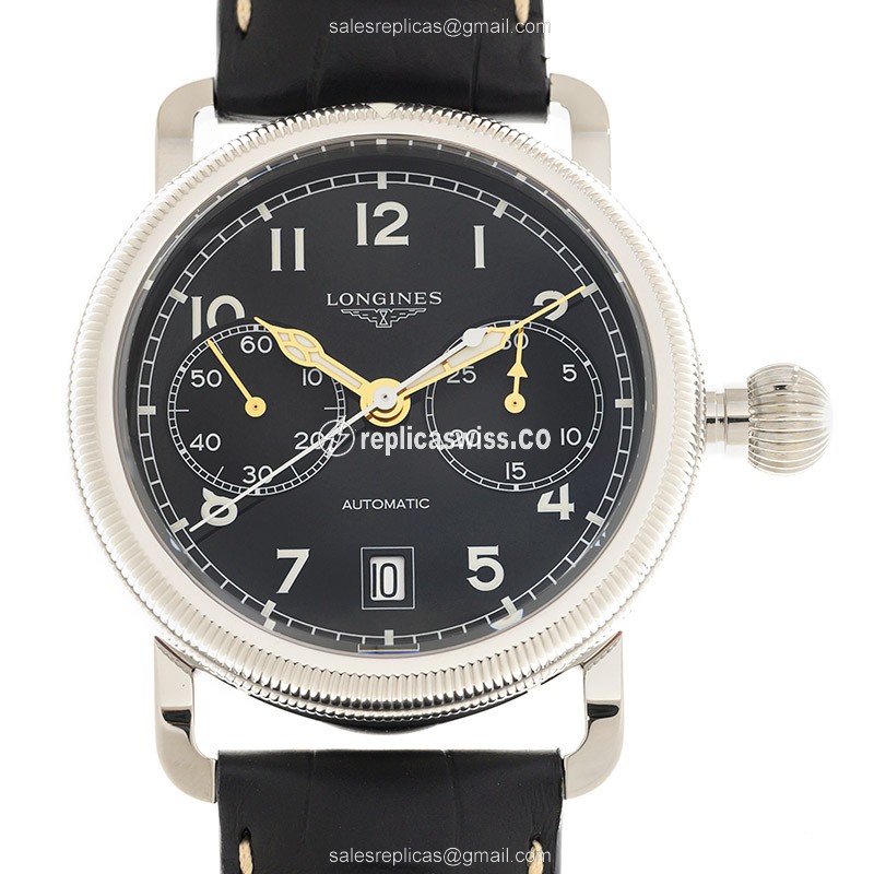 Exquisite Longines Heritage Automatic Replica, Black Dial & Stainless Steel Case Watch
