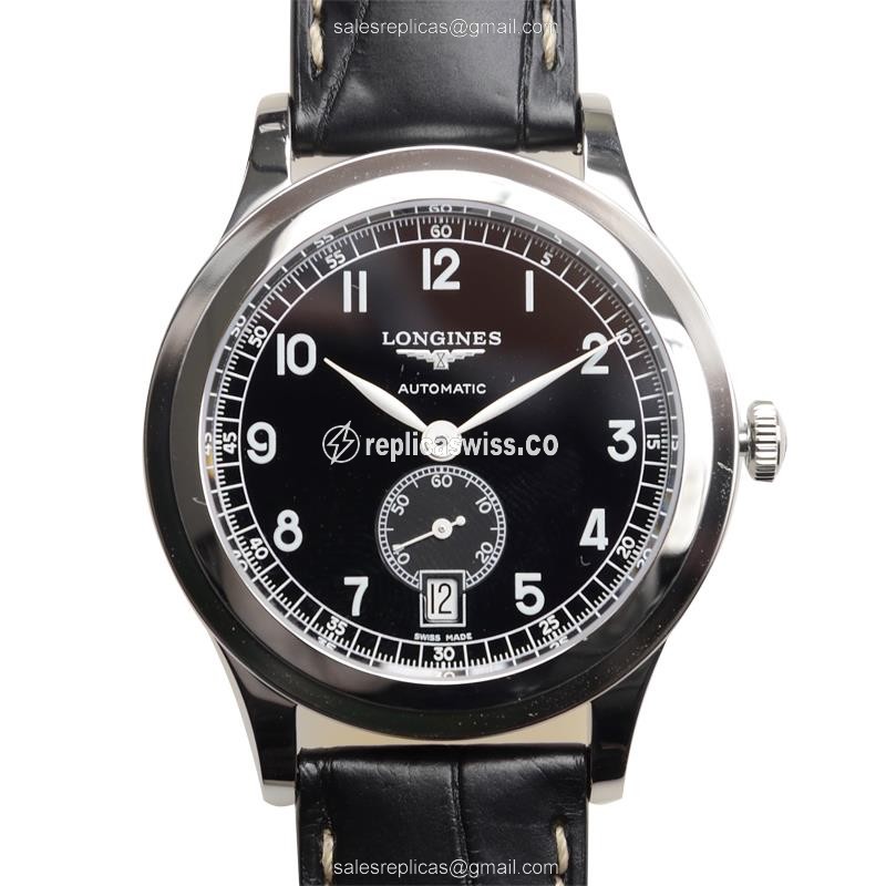 Exquisite Longines Heritage Automatic Replica Watch in Black Dial Steel Case