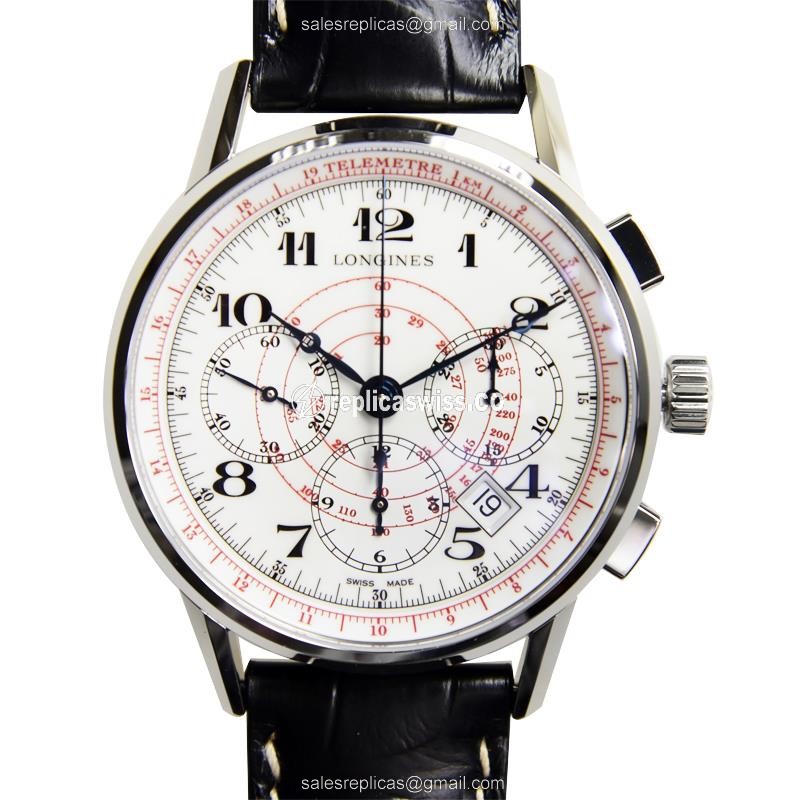Exquisite Longines Heritage Replica with Automatic Movement & White Dial on Stainless Steel Strap