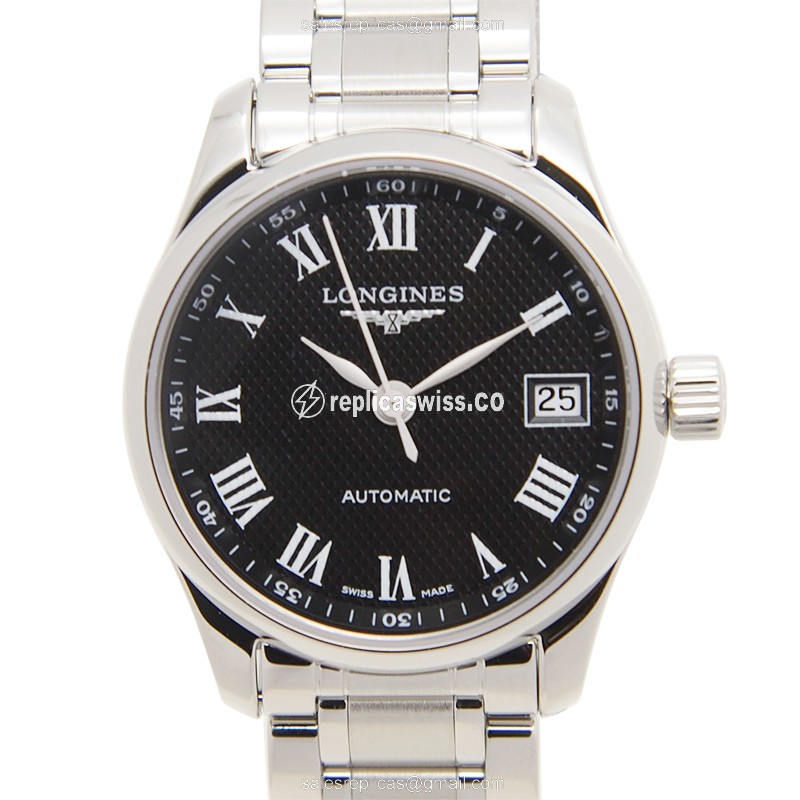 Exquisite Longines L2.128.4.51.6 Replica, Automatic Movement, Black Dial, Steel Case & Clasp Watch