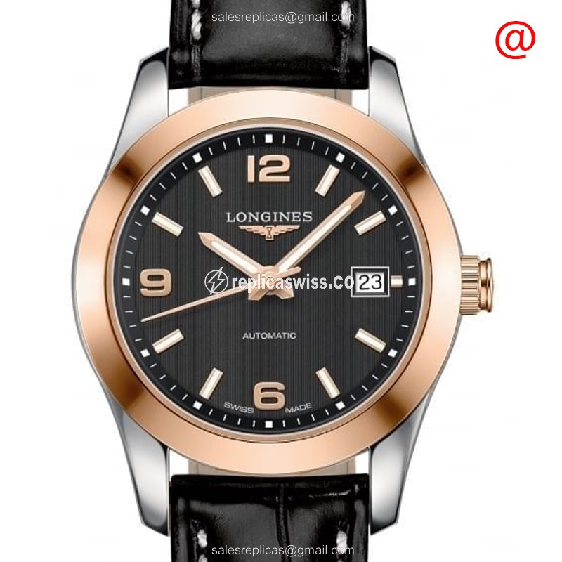 Exquisite Longines L2.285.5.56.3 Conquest Classic Replica in 18kt Rose Gold & Steel, Automatic