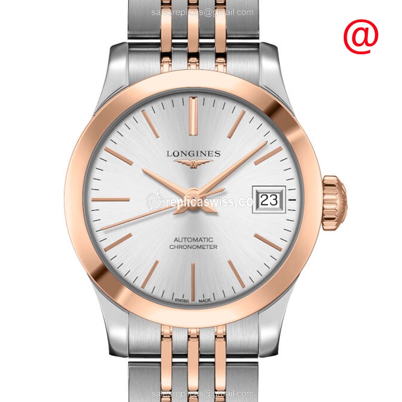 Exquisite Longines L2.320.5.72.7 Replica with Silver Dial 18kt Steel Strap Watch