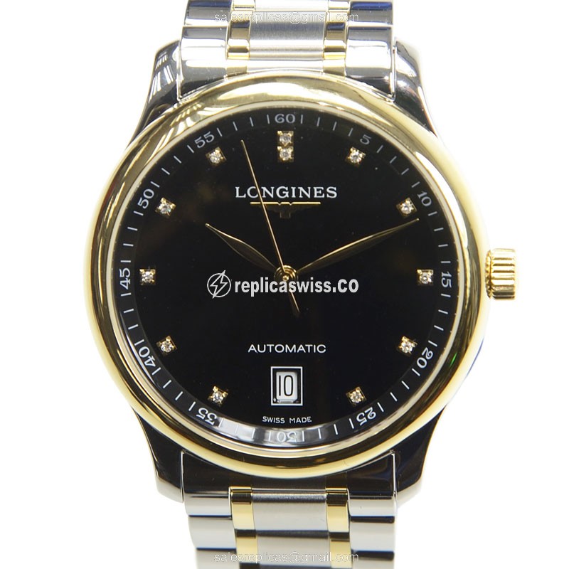 Exquisite Longines L2.628.5.57.7 Replica in Black Dial 18kt Gold Case with Automatic Movement