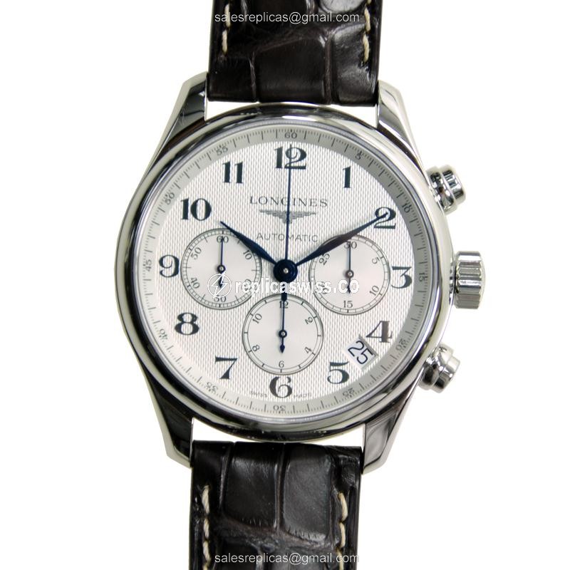 Exquisite Longines L2.693.4.78.3 Replica, Silver Dial, Automatic Movement & Alligator strap Watch