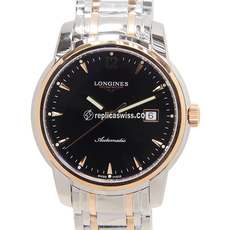 Exquisite Longines L2.766.5.52.7 SAINT IMIER Automatic Replica with Black Dial Silver Clasp