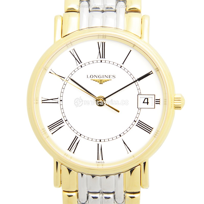 Exquisite Longines L4.320.2.11.7 Quartz Replica Watch | White Dial | Gold-Plated Case