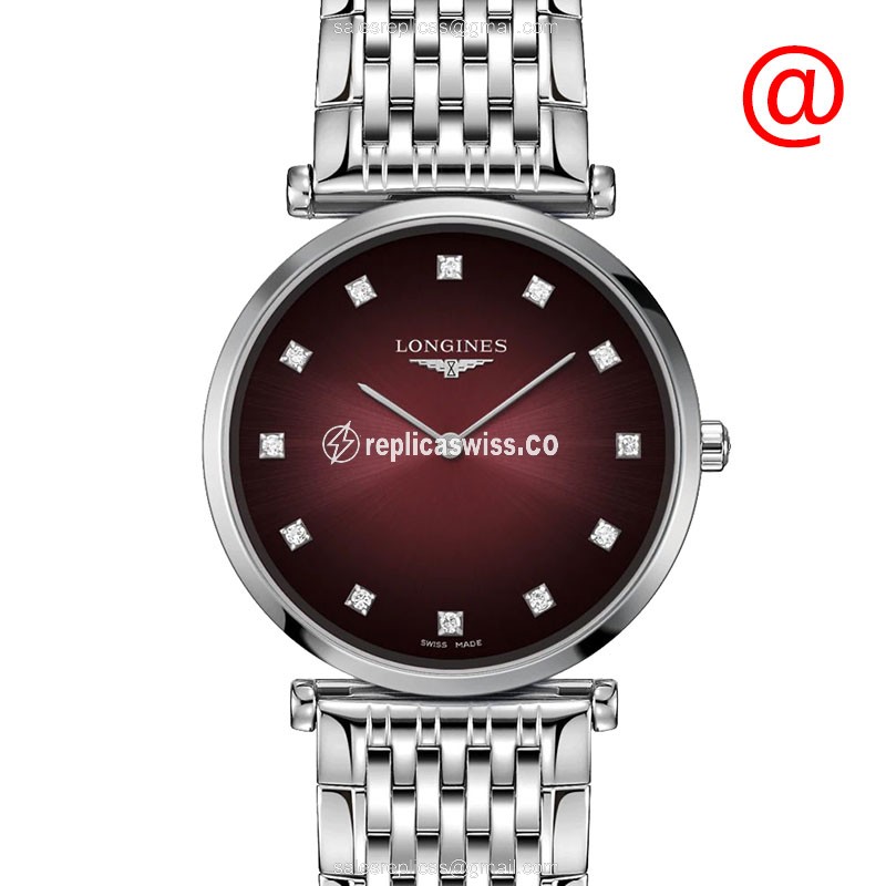 Exquisite Longines L4.512.4.91.6 Grande Quartz Replica in Red Dial & Steel Case Watch