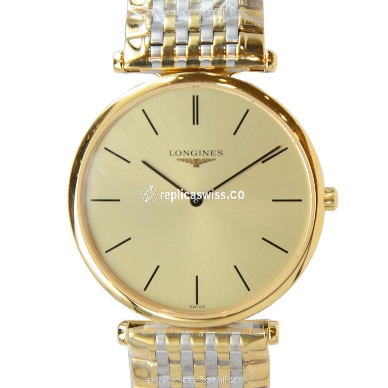 Exquisite Longines L4.709.2.32.7 Replica Watch | PVD Gold Case, Gold Dial, Sapphire Crystal