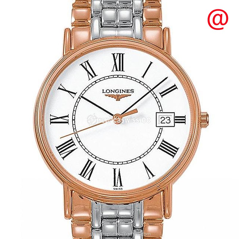 Exquisite Longines L4.790.1.11.7 Quartz Replica with 18kt Gold Steel Case & White Dial Watch