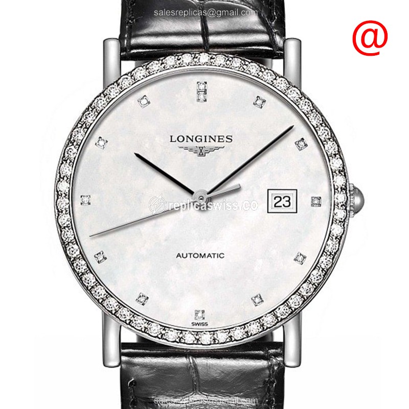 Exquisite Longines L4.809.0.87.2 Replica, White Dial Automatic with Elegant Leather Strap and