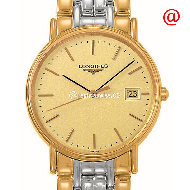 Exquisite Longines L4.819.2.32.7 Replica, Gold Dial, 18kt Steel Case & Quartz Movement Watch