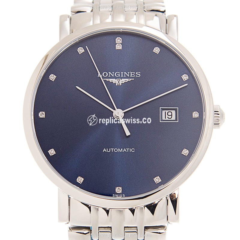 Exquisite Longines L4.910.4.97.6 Replica, Automatic Blue Dial Silver Steel Band Watch