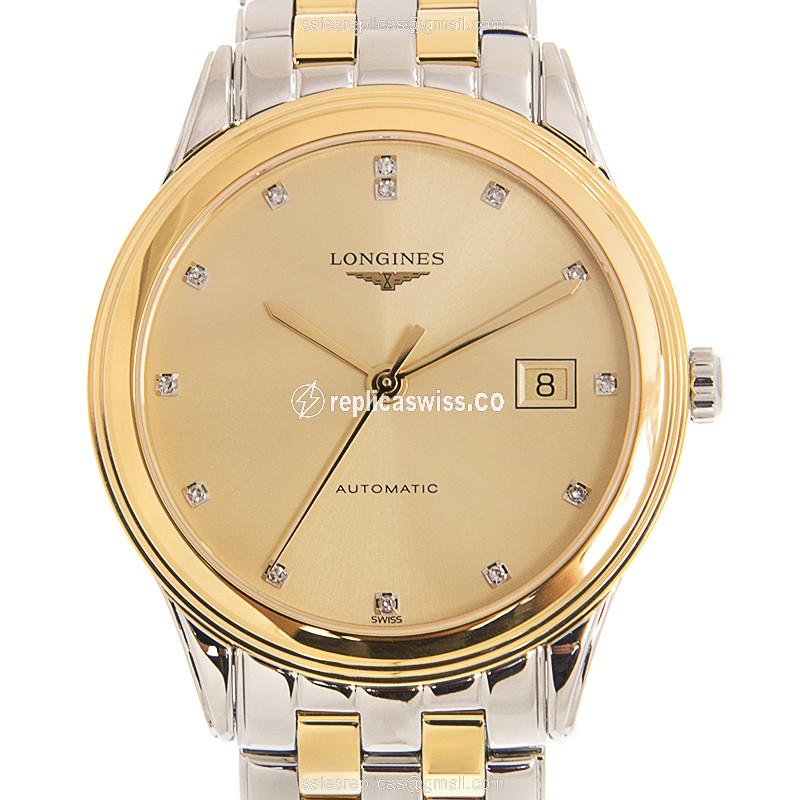 Exquisite Longines L4.974.3.37.7 Replica Watch | Automatic Caliber | Polished Gold Bezel